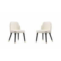 Manhattan Comfort 2-DC042-CR Estelle Cream and Black Faux Leather Dining Chair (Set of 2)
